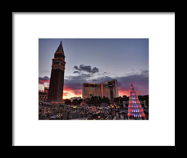 Las Vegas Framed Print featuring the photograph Vegas Christmas Sunset 001 by Lance Vaughn