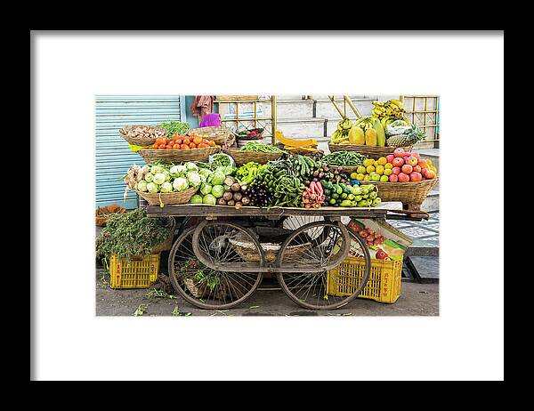 Retail Framed Print featuring the photograph Vegetable Trolley, Udaipur, Rajasthan by John Harper