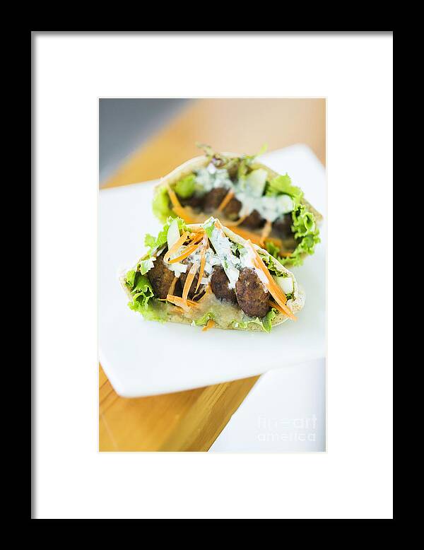 Bread Framed Print featuring the photograph Vegetarian Falafel In Pita Bread Sandwich by JM Travel Photography