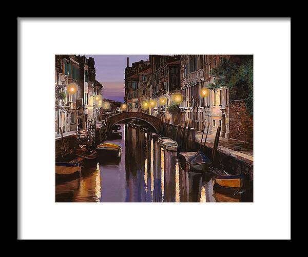 Venice Framed Print featuring the painting crepuscolo a Venezia by Guido Borelli