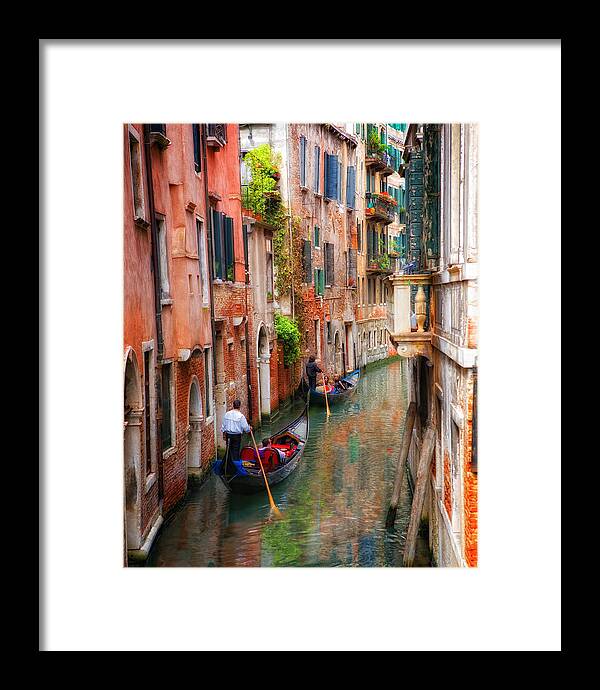 Venice Italy Photograph Framed Print featuring the photograph Venice Gondoliers by Bob Coates