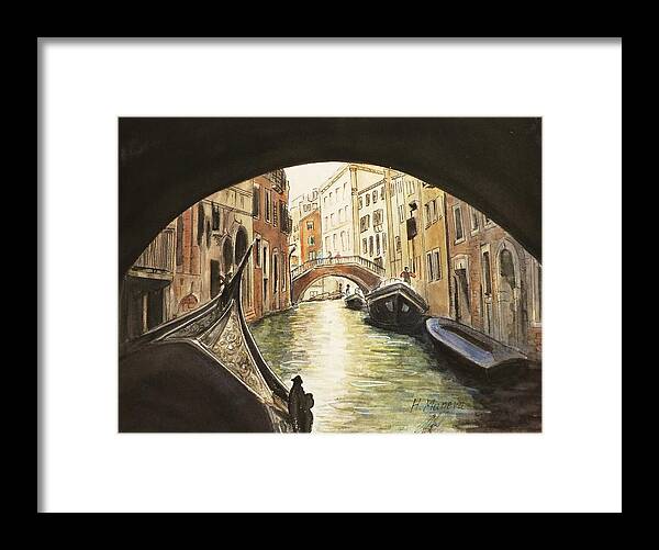 Architecture Framed Print featuring the painting Venice II by Henrieta Maneva
