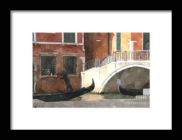 Venice Framed Print featuring the mixed media Venice Rush Hour by Brian Raggatt