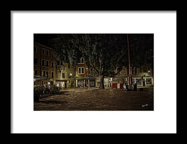 Venice Framed Print featuring the photograph Venice Square at Night by Madeline Ellis