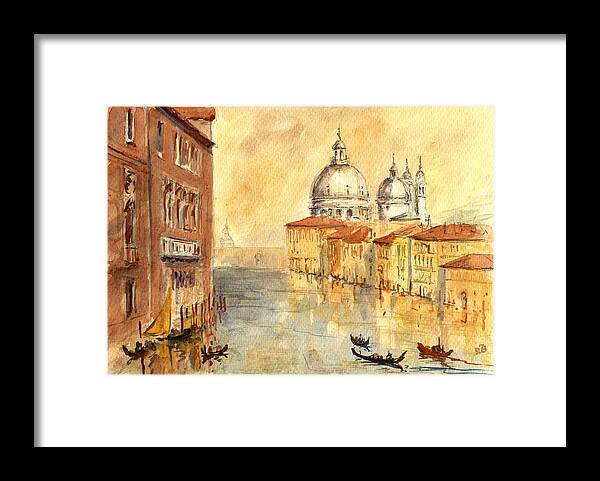 Venice Framed Print featuring the painting Venice Sunset by Juan Bosco