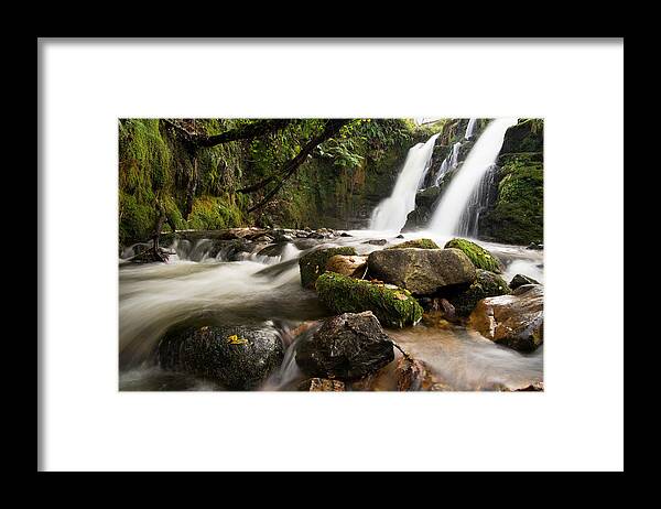 Vennford Waterfall Framed Print featuring the photograph Vennford Brook Waterfall by Pete Hemington