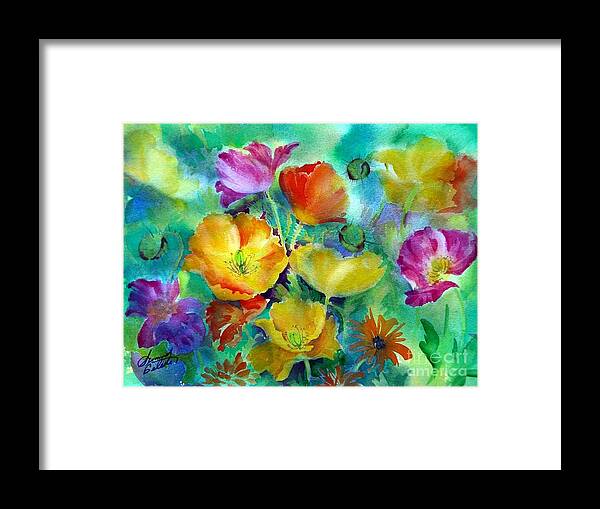 Flowers Framed Print featuring the painting Ventana Poppies by Summer Celeste