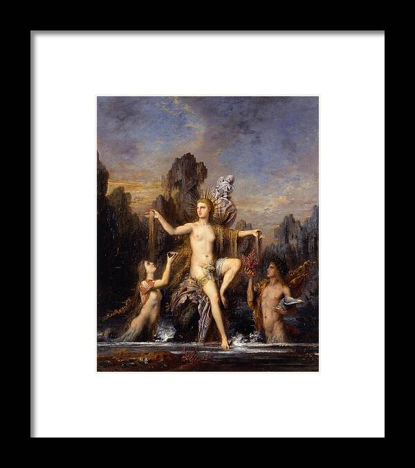 Gustave Moreau Framed Print featuring the painting Venus rising from the sea by Gustave Moreau