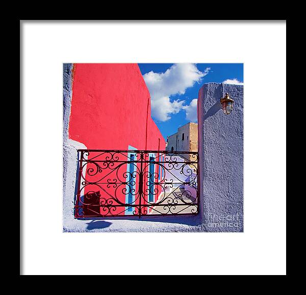 Santorini Framed Print featuring the photograph Vermilion House by Aiolos Greek Collections