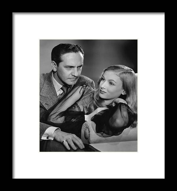 Movie Star Framed Print featuring the photograph Veronica Lake and Frederic March by Georgia Clare