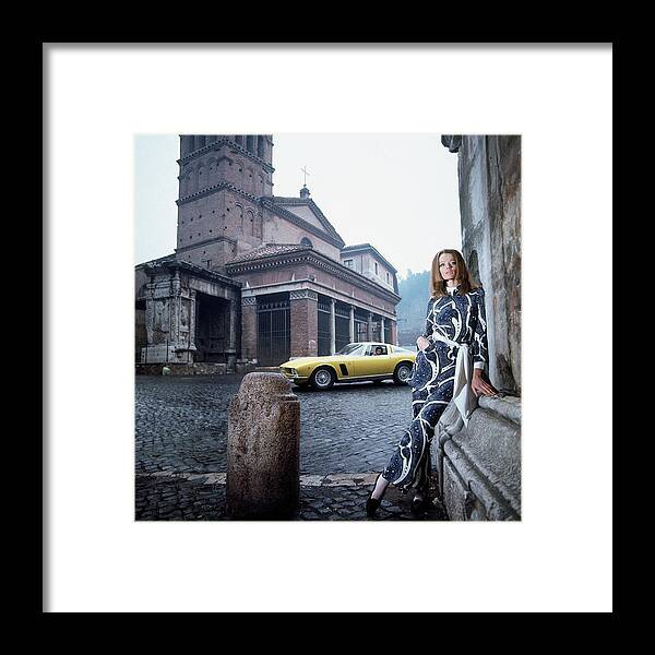 Fashion Framed Print featuring the photograph Veruschka Von Lehndorff Standing In Piazza Di San by Franco Rubartelli