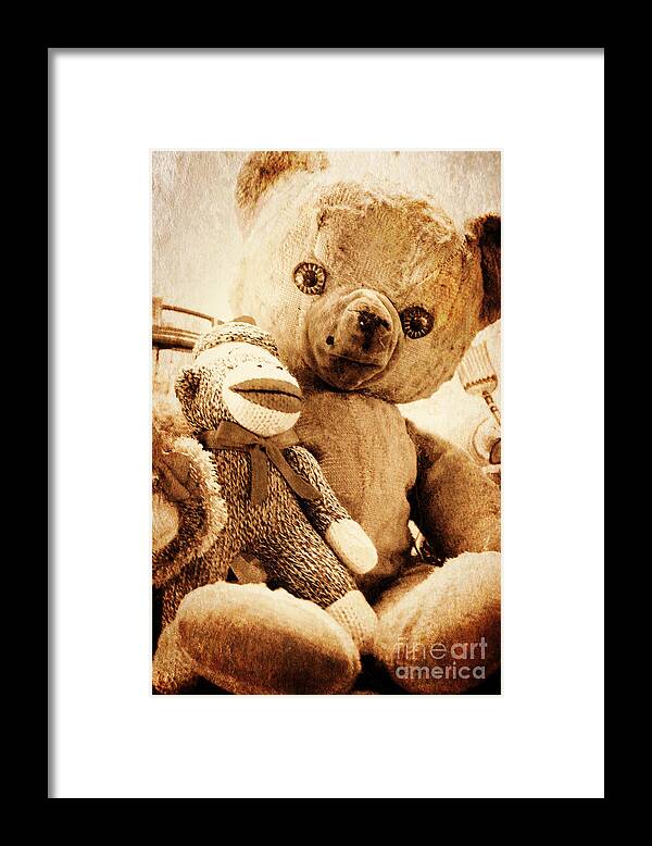 Teddy Bear Framed Print featuring the digital art Very Old Friends by Valerie Reeves