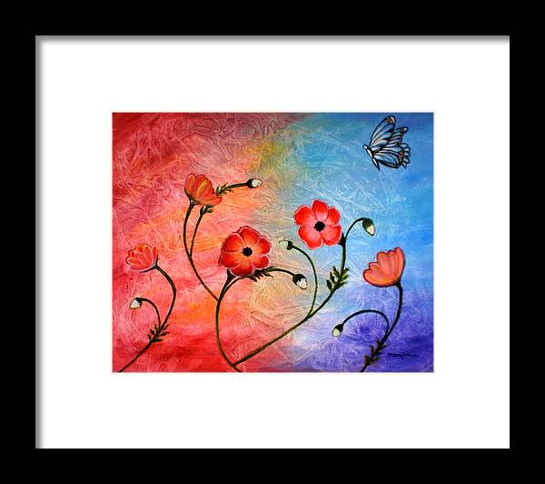 Poppies Framed Print featuring the painting Vibrant Poppies by Manjiri Kanvinde