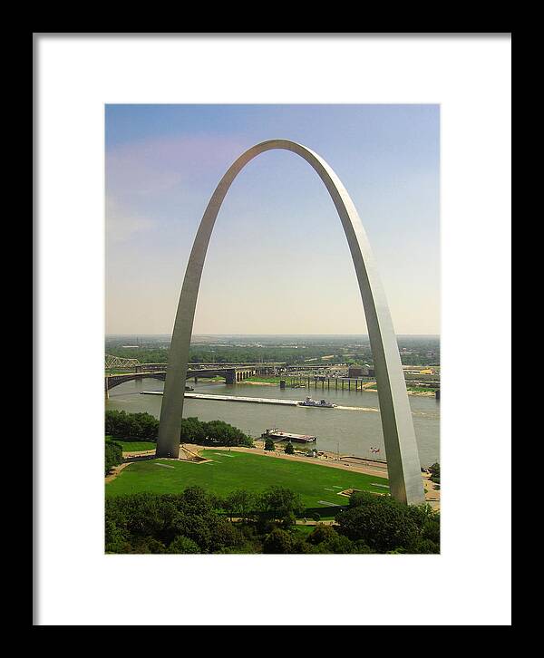 St Louis Arch Framed Print featuring the photograph View from the Top of the Riverfront by Garry McMichael
