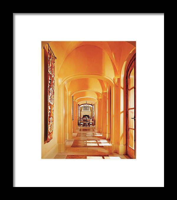 No People Framed Print featuring the photograph View Of Dining Table In Hall by Mary E. Nichols