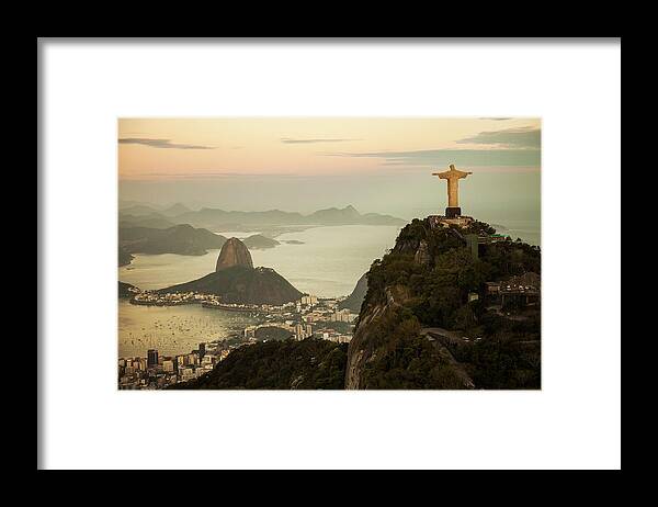 Outdoors Framed Print featuring the photograph View Of Rio De Janeiro At Dusk by Christian Adams