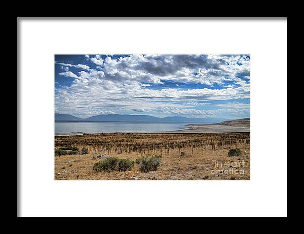 Antelope Island Framed Print featuring the photograph View of Wasatch Range From Antelope Island by Donna Greene