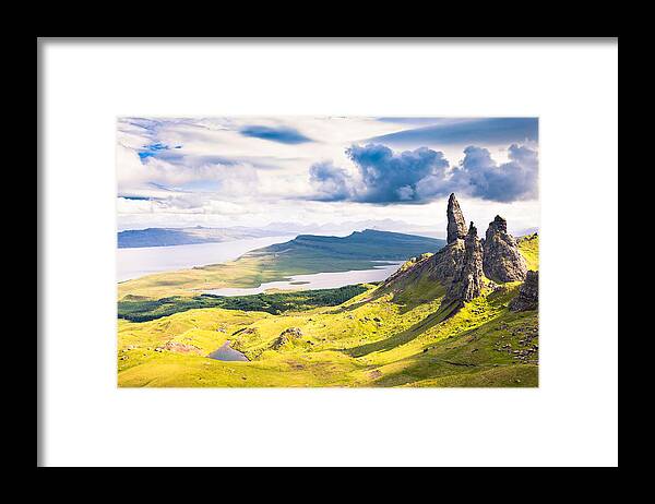 Scenics Framed Print featuring the photograph View over the Old Man of Storr by Lightkey