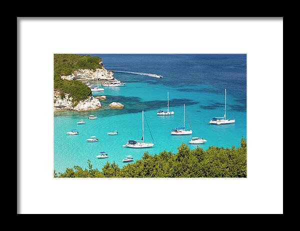 Scenics Framed Print featuring the photograph View Over Voutoumi Bay, Antipaxos by David C Tomlinson
