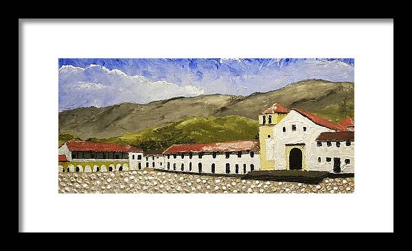 Colombia Framed Print featuring the painting Villa de Leyva Colombia by Edwin Alverio