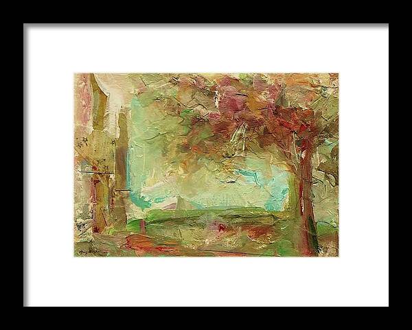 Landscape Framed Print featuring the painting Villa by Mary Wolf
