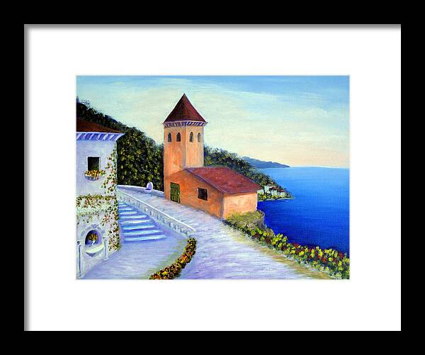 Villa Framed Print featuring the painting Villa Of Dreams by Larry Cirigliano