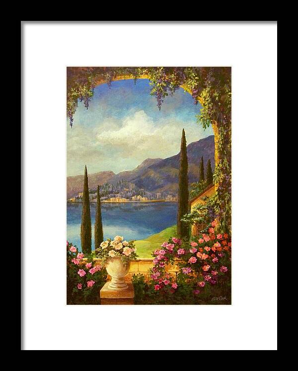 Tuscan Framed Print featuring the painting Villa Rosa by Evie Cook