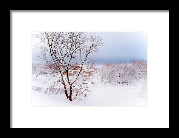 Jenny Rainbow Fine Art Photography Framed Print featuring the photograph Village under the Snow. Russia by Jenny Rainbow