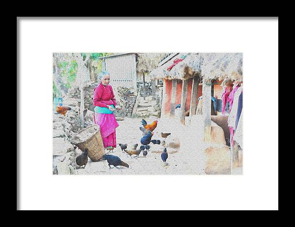 Village Framed Print featuring the painting Village Woman by Aarlangdi Art And Photography