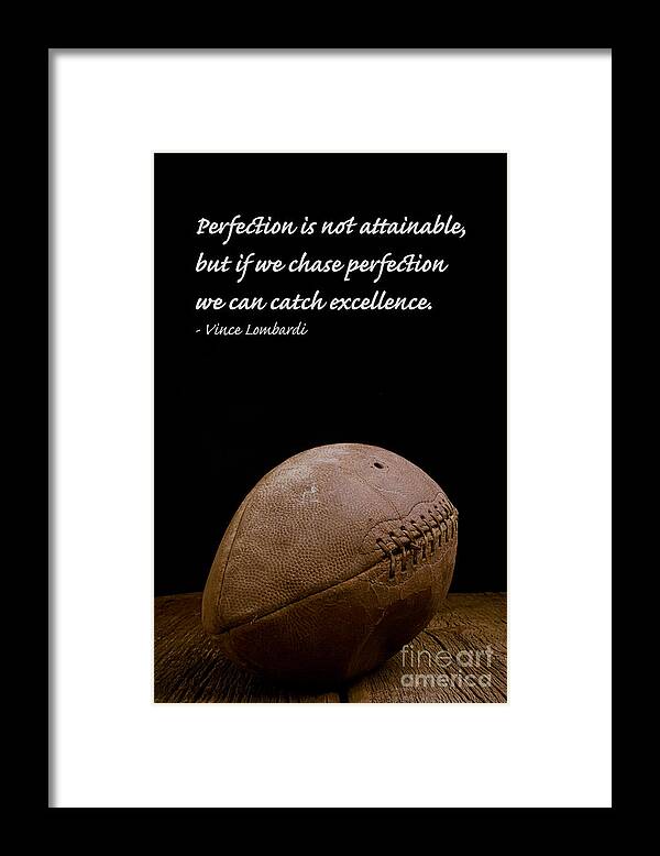 Football Framed Print featuring the photograph Vince Lombardi on Perfection by Edward Fielding