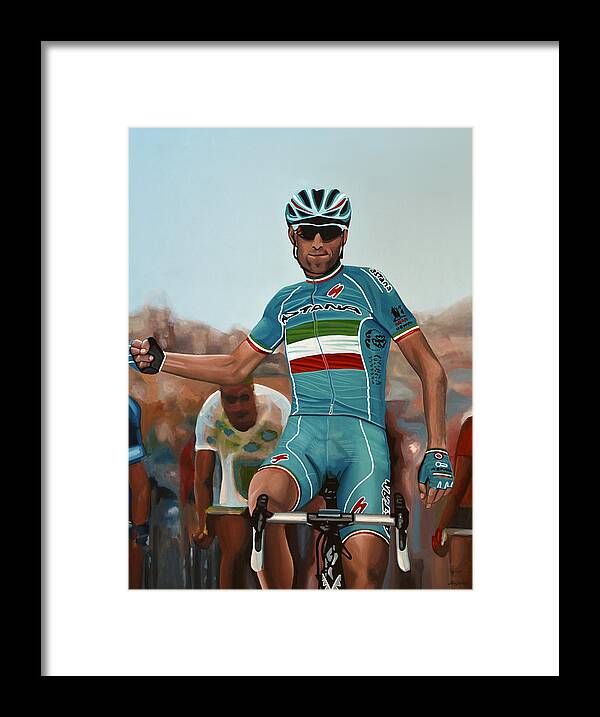 Vincenzo Nibali Framed Print featuring the painting Vincenzo Nibali Painting by Paul Meijering