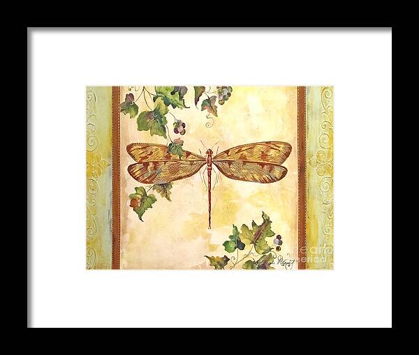 Painting Framed Print featuring the painting Vineyard Dragonfly by Jean Plout