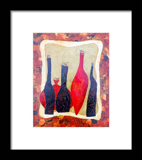 Bottles Framed Print featuring the painting Vino 1 by Phiddy Webb