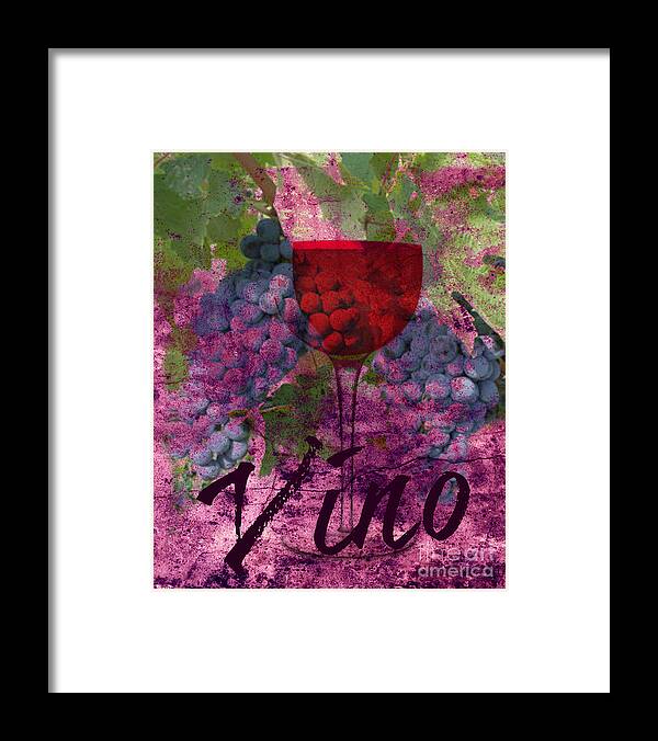 Wine Framed Print featuring the digital art Vino by Mindy Bench
