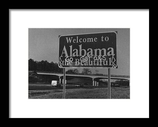 Signs Framed Print featuring the photograph Vintage Alabama Florida Football Sign by Retro Images Archive