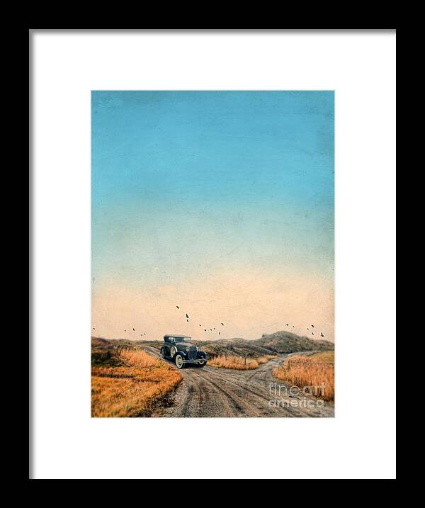 Car Framed Print featuring the photograph Vintage Car on Dirt Road by Jill Battaglia