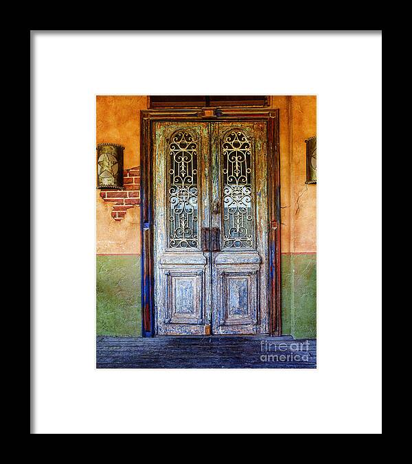 Vintage Door In Hico Framed Print featuring the photograph vintage door in Hico TX by Elena Nosyreva