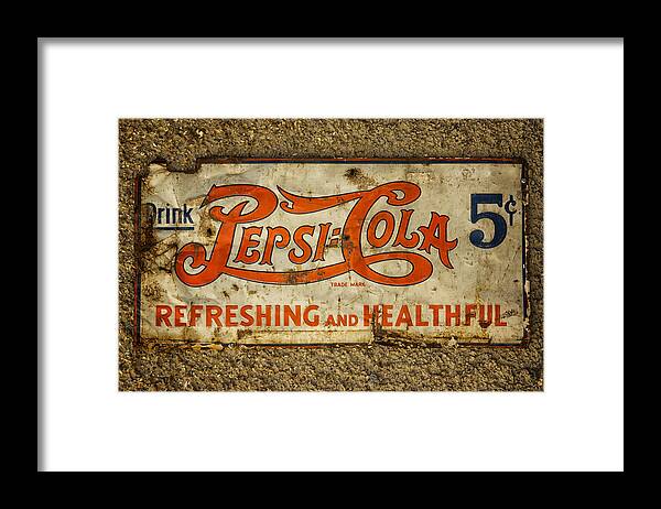 Vintage Framed Print featuring the photograph Vintage Drink Pepsi Cola 5 cents DSC07157 by Greg Kluempers