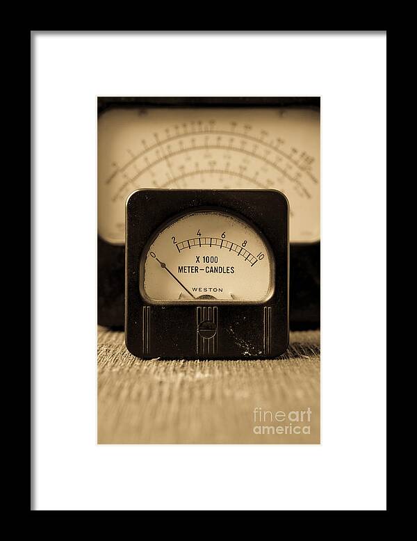 Power Framed Print featuring the photograph Vintage Electrical Meters by Edward Fielding