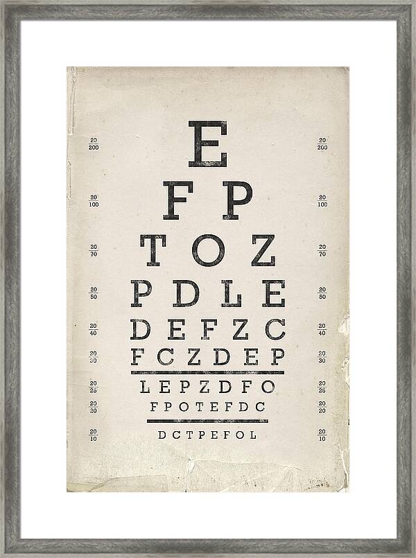 Vintage Eye Chart Framed Print