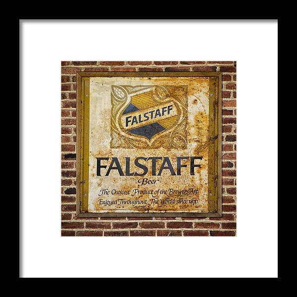 Beer Framed Print featuring the photograph Vintage Falstaff Beer Sign square DSC07179 by Greg Kluempers