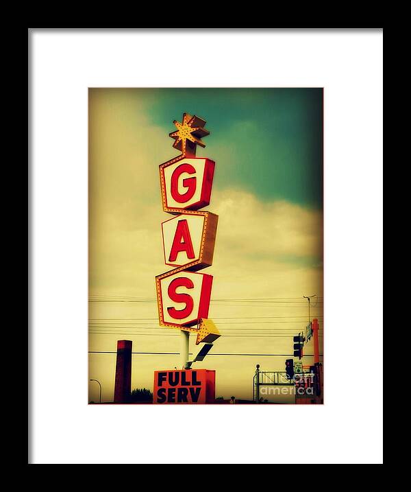 Gas Framed Print featuring the photograph Vintage Gas Sign by Beth Ferris Sale