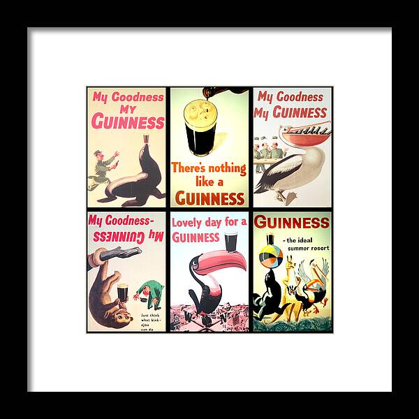 Guinness Collage Framed Print featuring the digital art Vintage Guinness by Georgia Fowler