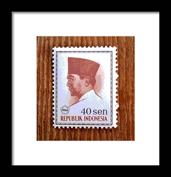 Stamp Framed Print featuring the photograph Vintage Indonesia Stamp by Deena Stoddard