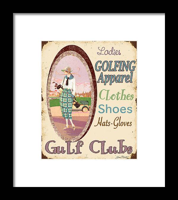 Jean Plout Framed Print featuring the digital art Vintage Ladies Golf by Jean Plout