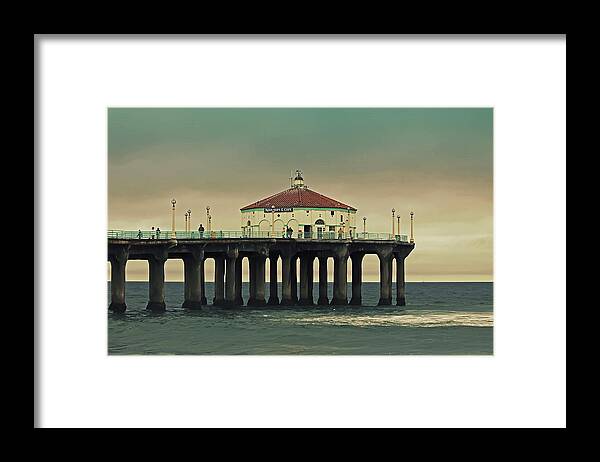 Manhattan Beach Framed Print featuring the photograph Vintage Manhattan Beach Pier by Kim Hojnacki