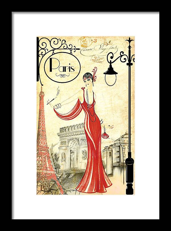 Paris Framed Print featuring the digital art Vintage Paris Woman by Greg Sharpe