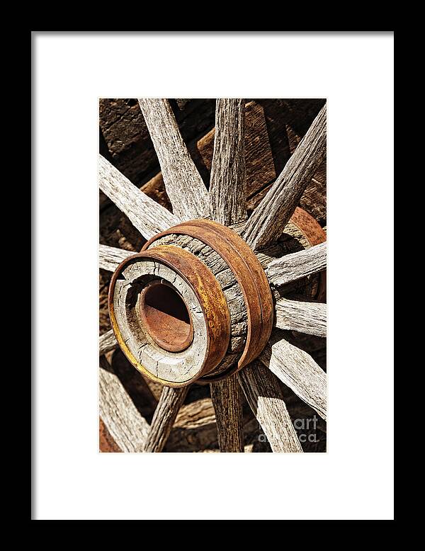 Wagon Framed Print featuring the photograph Vintage Rustic Wagon Wheel 2 by Lincoln Rogers