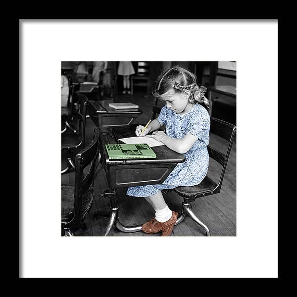 School Framed Print featuring the photograph Vintage Schoolgirl by Andrew Fare
