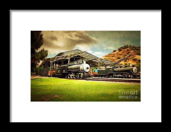 Brunaille Framed Print featuring the photograph Vintage Steam Locomotive 5D29279brun by Wingsdomain Art and Photography